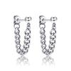 2Pcs Black Silver Small Steel Ball Stud Earrings Titanium Steel Chain Stud Earrings