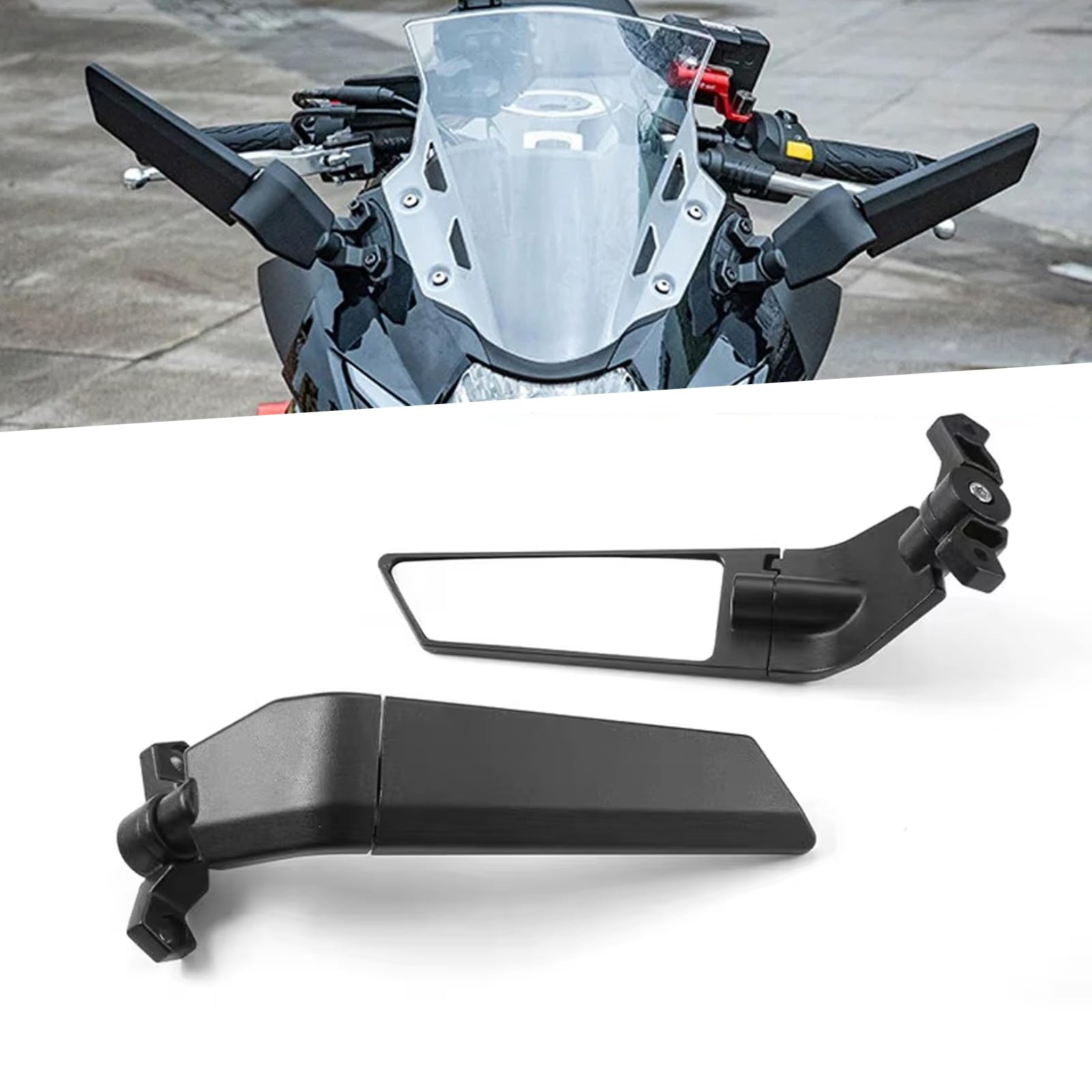 

Motorcycle CNC Aluminum Invisible Rearview Mirror with Winglets for GSXR125 1100 GSX250R GSX650F Accessories чёрный