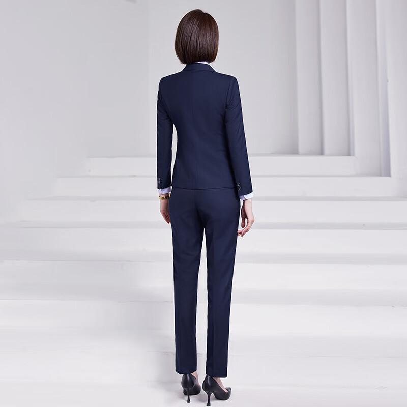 TLOMAN Wrinkle-Free Navy Blue Business Suit Set for Men and Women