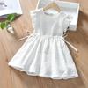 Vestito Bianco Senza Maniche Ricamato da Bambina Estivo Puro Vestito Canotta Bambini Chic Abito da Principessa Per Bambini Piccoli e Bambine