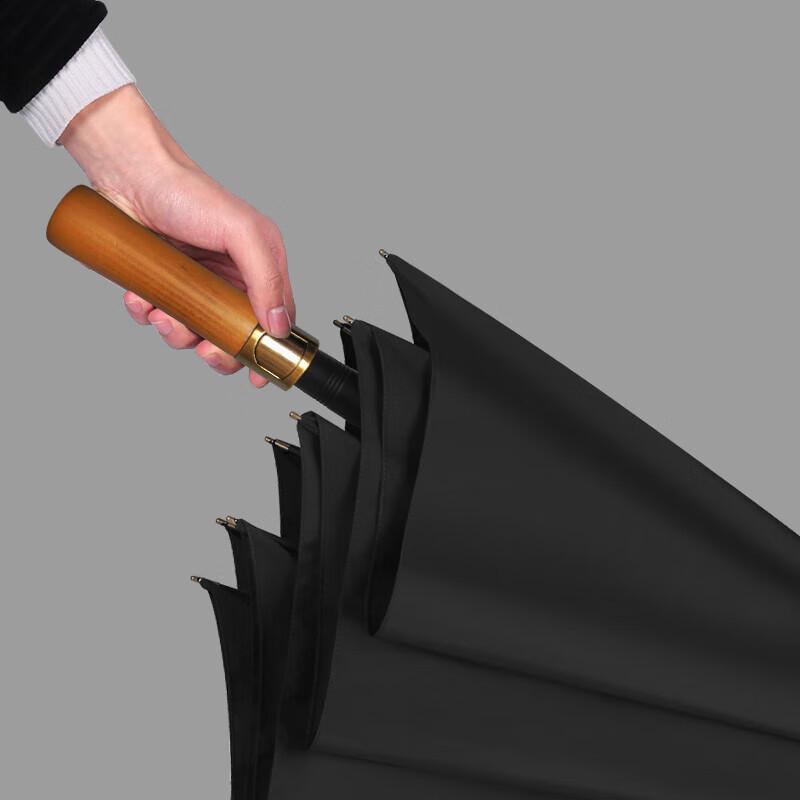 MAYDU Automatic Extra Large Straight Umbrella with Solid Wood Handle