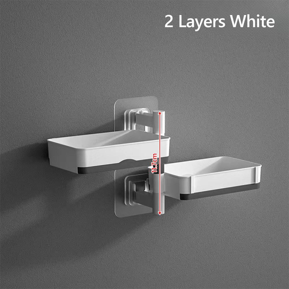 

1Pcs Wall-mounted Bathroom Draining Rack Non-drilled 2/3/4 Layers Soap Box with Self-adhesive Glue Plastic Soap Storage Rack