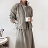 New ArrivalS Open Run Women S High Neck Zip Up Anorak Kangaroo Pocket Skirt Set