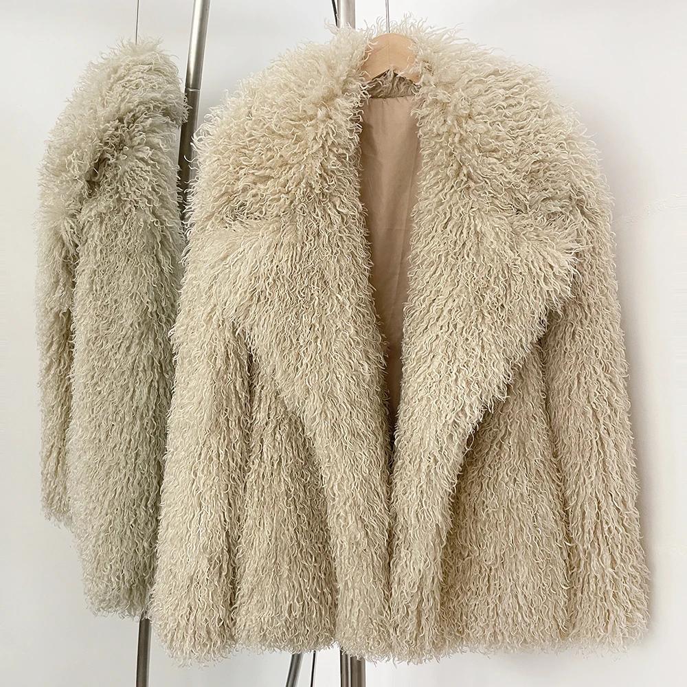 Manteau en fourrure écologique pour femme en hiver à manches longues veste chaude dame de bureau chic vêtement d'extérieur