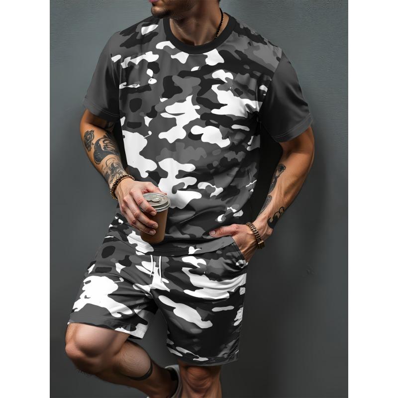 

2026 Summer Fashion Men s Wear Men s 3D Printed Short-Sleeve Set Outdoor Casual 6XL