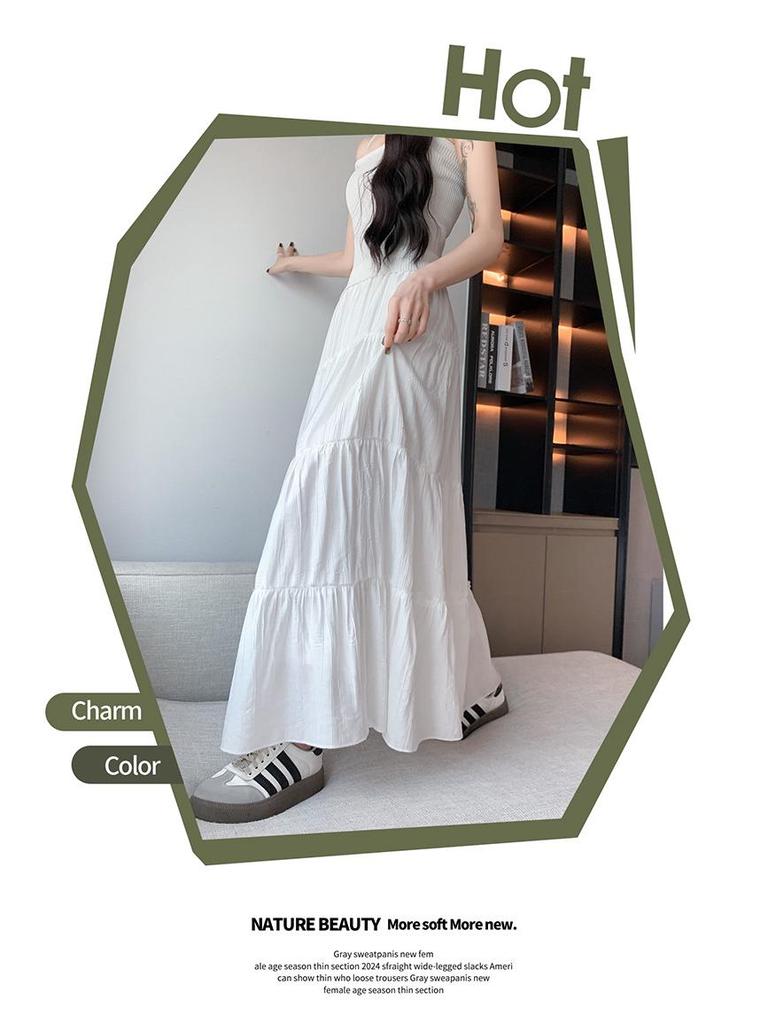 Women's White High-Waist A-line Long Skirt - 2026 Spring/Autumn Collection