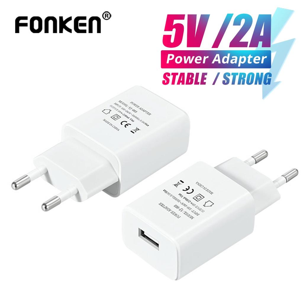 FONKEN 5V/2A Power Adapter US/EU Plug USB Power Port Converter Universal Mobile Phone Chargers Travel Power Adapter