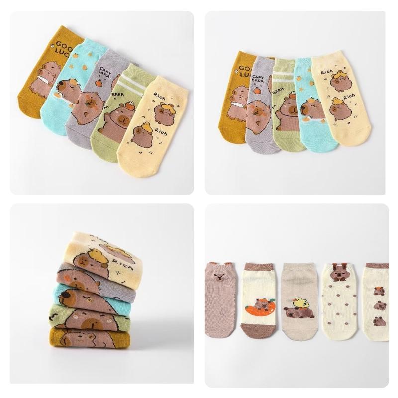 No Show Socks Cotton Low Cut Socks Funny Novelty Socks Anime Short Socks Fun Ankle Socks for Women Girls Capybara Socks