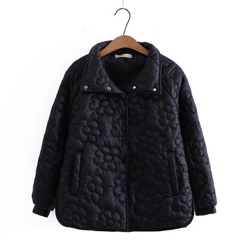 Women's Plus Size Padded Coat Winter Loose-Fit Thin Stand Collar Cotton Jacket