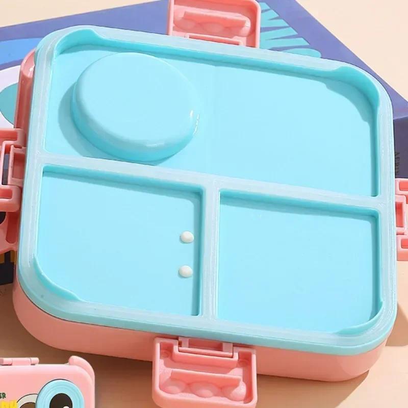 1PC Double Layer Portable Lunch Box For Kids With Sauce Box And Spoon Microwave Bento Boxes Dinnerware Set Food Storage Containe