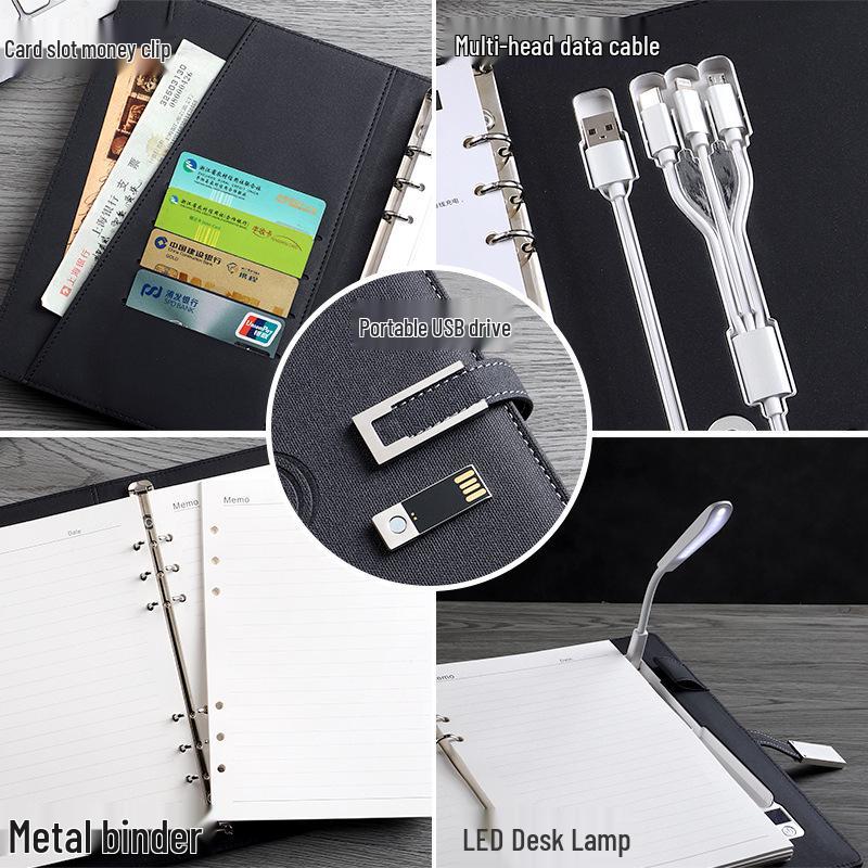 Wireless Charging Table Lamp & A5 Loose-Leaf Power Bank Notepad - Custom Business Gift