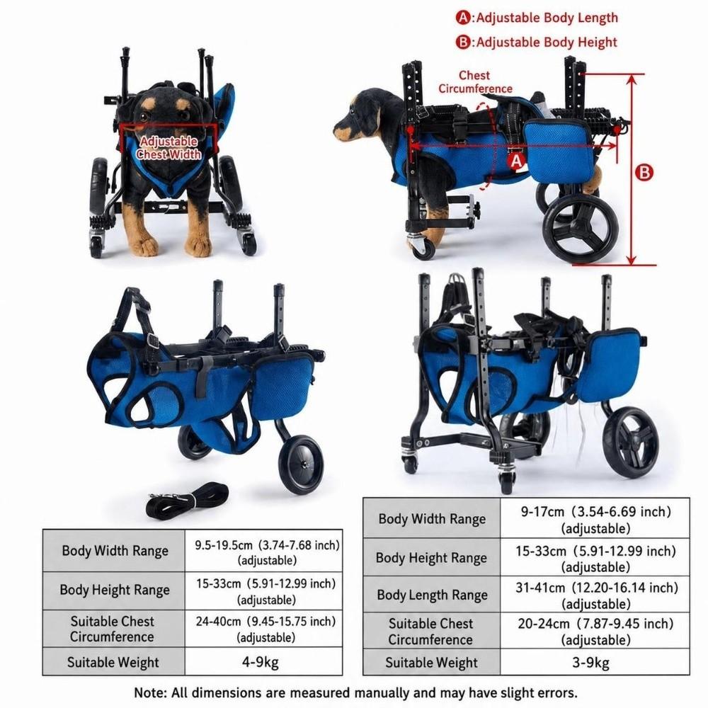 Adjustable Pet Wheelchair Rear Leg Support Cat Mobility Aids Pet Disability Car Outdoor Walking