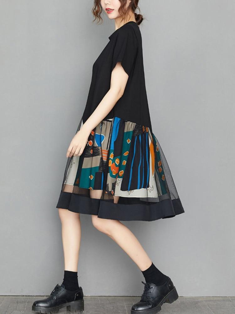 Xitao Patchwork Gaze Casual Personality Print Damekjole DMJ1457