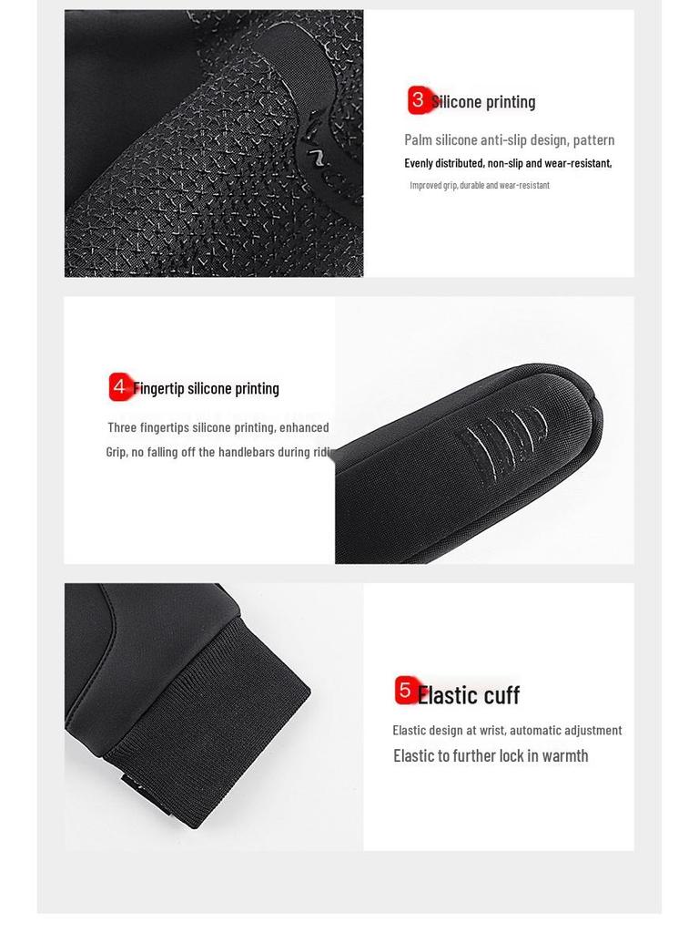 Men's & Women's Warm Touchscreen Cycling Gloves - Non-slip, Splash-proof, Windproof, Cold-resistant with Velvet Lining.