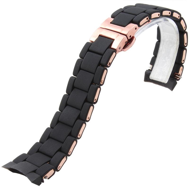 Silicone Stainless Steel Watchband for AR5905 AR5920 AR5890 AR5891 AR5889 Watch Strap 20mm 23mm Black Brown Men Women Bracelet