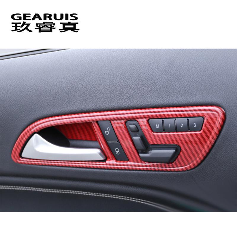 Carbon Fiber Car Styling Door Buttons Seat Adjustment Panel Cover Stickers Trim for Mercedes Benz A GLA CLA Class W176 X156