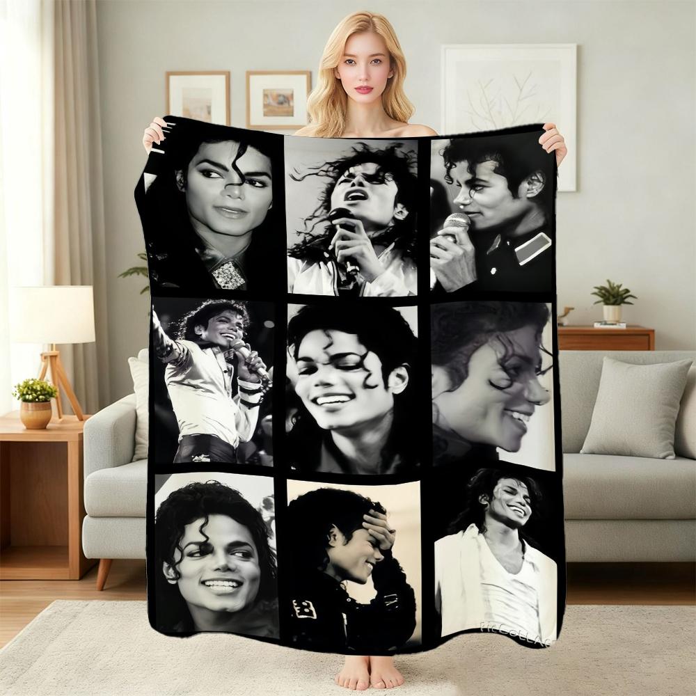 Michael Jackson Pop Printed Flannel Blanket Cozy Comfortable Fleece Blanket For Office Sofa Home Decor Memorial Gift