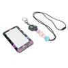 Beaded Lanyard with ID Holder Portable Teacher Lanyard for ID Badge Card Retractable Beaded Lanyard