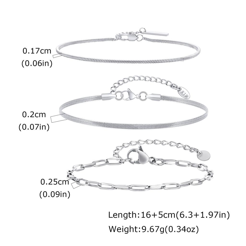 Men's Thin Chain Bracelet,Never Fade Stainless Steel Adjustable Wristband,Minimalist Hip Hop Jewelry Gift