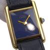 CARTIER Must tank Watches Vermeille 1970s Lapis blueDial Silver925/Embossed Leather Hand Winding Women Used