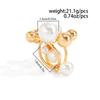 Salircon Trendy Charm Imitation Pearl Rings Women  New Exaggerated Gold Color Multilayer Beaded Finger Ring Party Jewelry