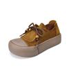 Johnature Genuine Leather Thick Sole Women's Shoes Round Toe Lace-up Versatile Casual Flat Platform Shoes