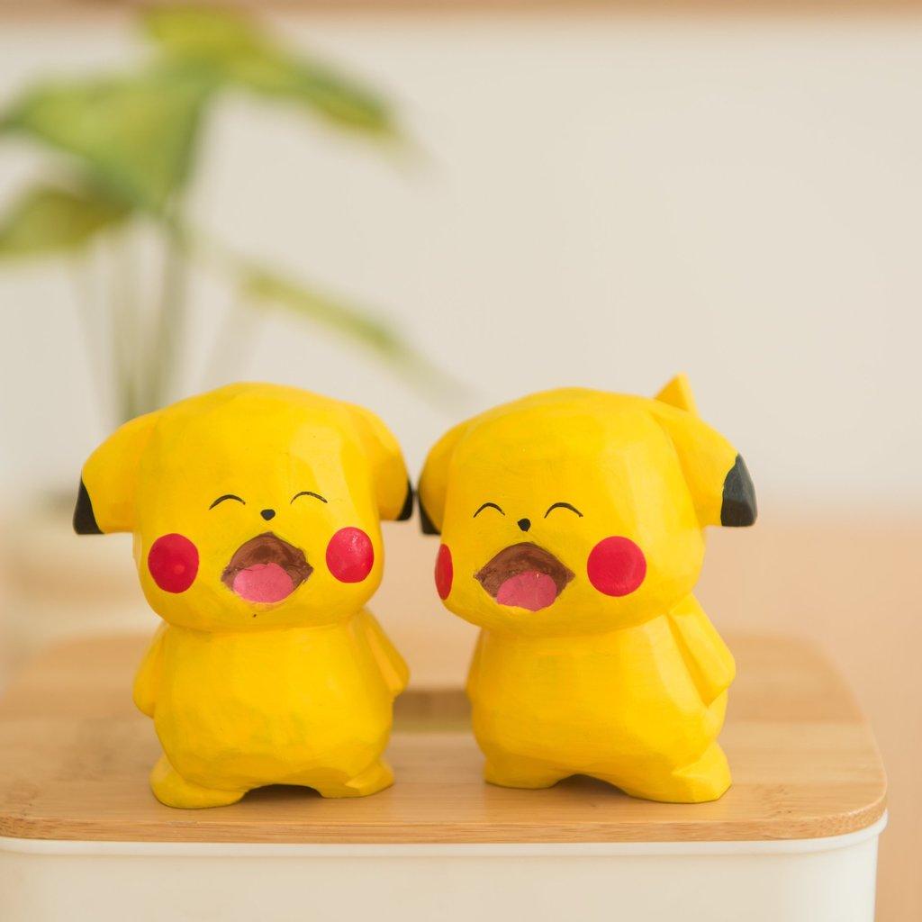 Pikachu Wooden Sculpture With Modern Minimalist Style For Desk Decor And Special Occasions