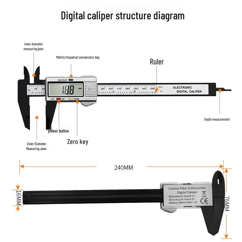 Digital Vernier Caliper 0-150mm High-Strength Plastic Measuring Tool