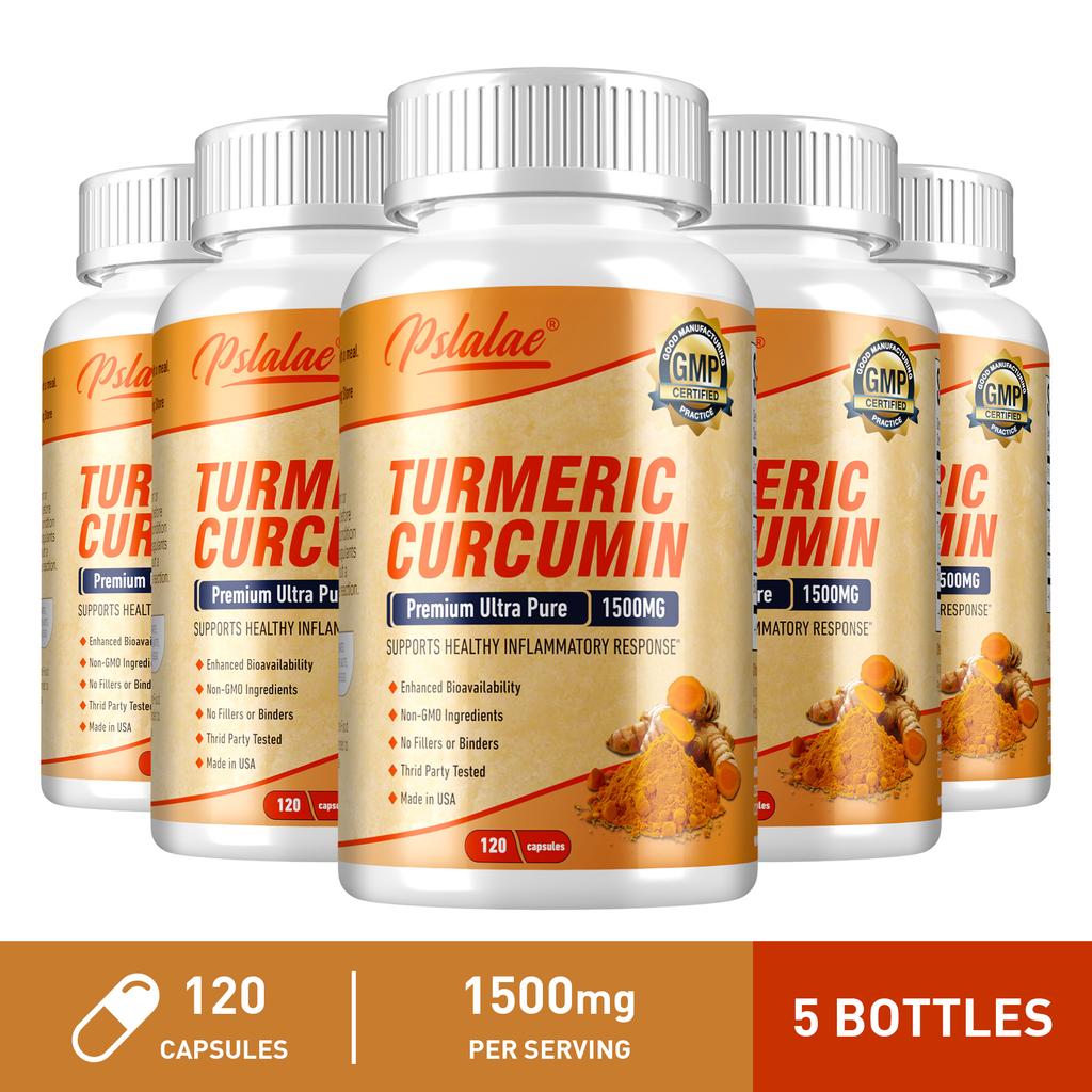 Pslalae Premium Ultra-Pure Curcumin Capsules, 1500mg, Enhanced with Black Pepper Fruit Extract, Joint Support, Suitable for Men and Women