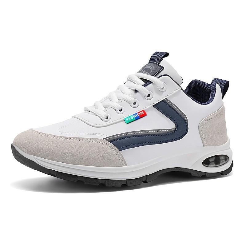 Men's casual sports shoes, four-season leather large-size thick-soled air cushion non-slip shoes, men's shoes