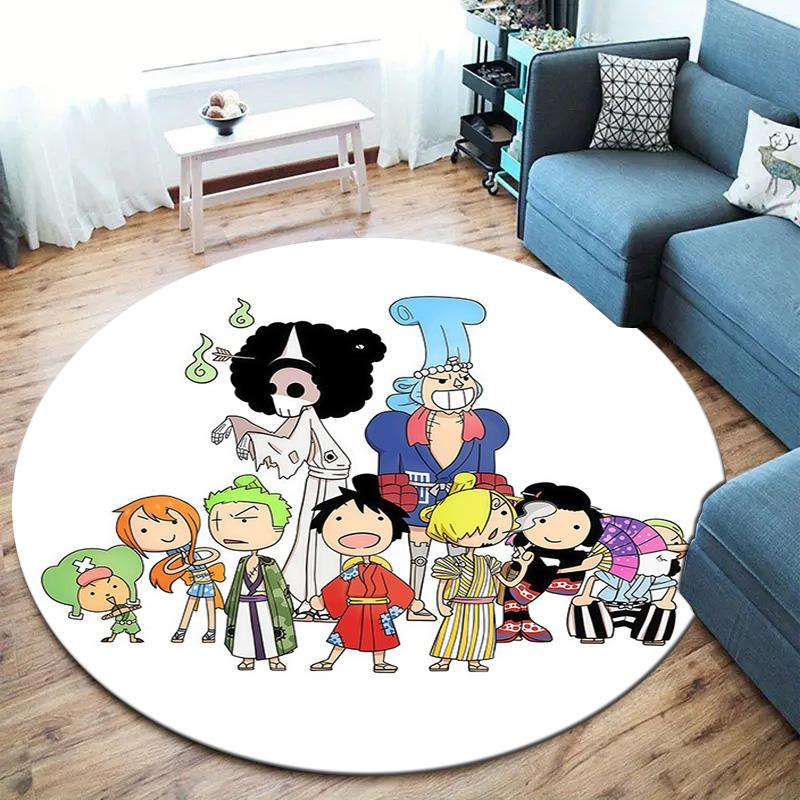 One Piece Logo Round Area Rug Carpet Rug For Living Room Bedroom Sofa Playroom Decor Nonslip Floor Mat