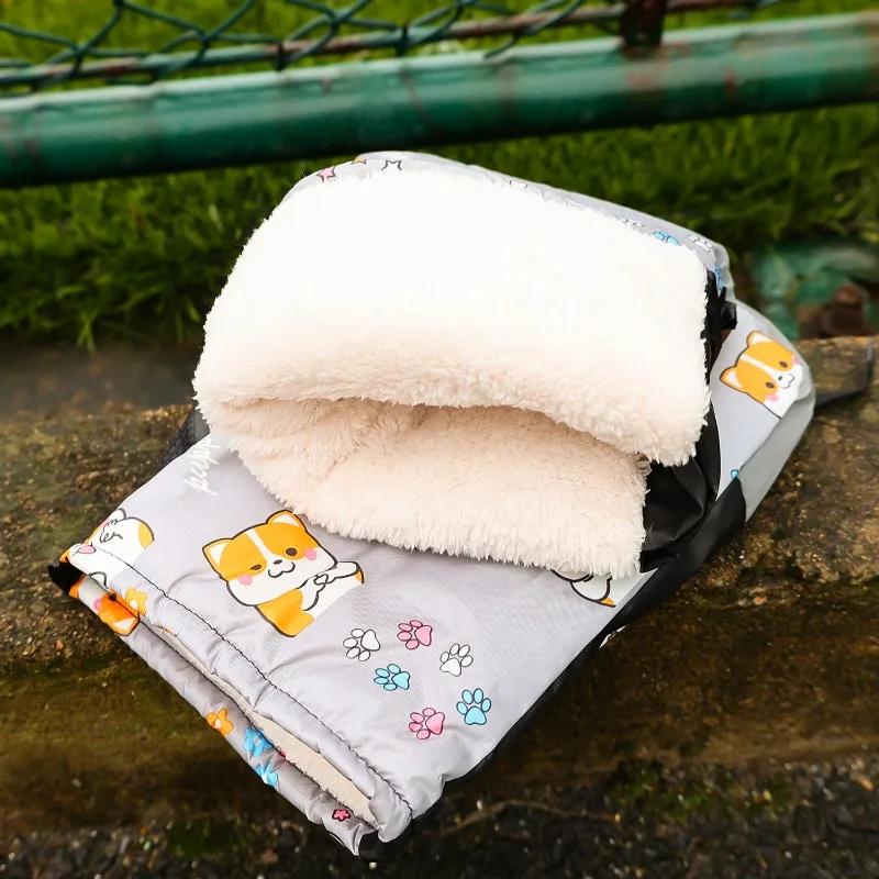 Thickened Warm Motorcycle Handlebar Gloves Winter Waterproof Windproof Glove With Reflective Strip Motorbike Protection Parts