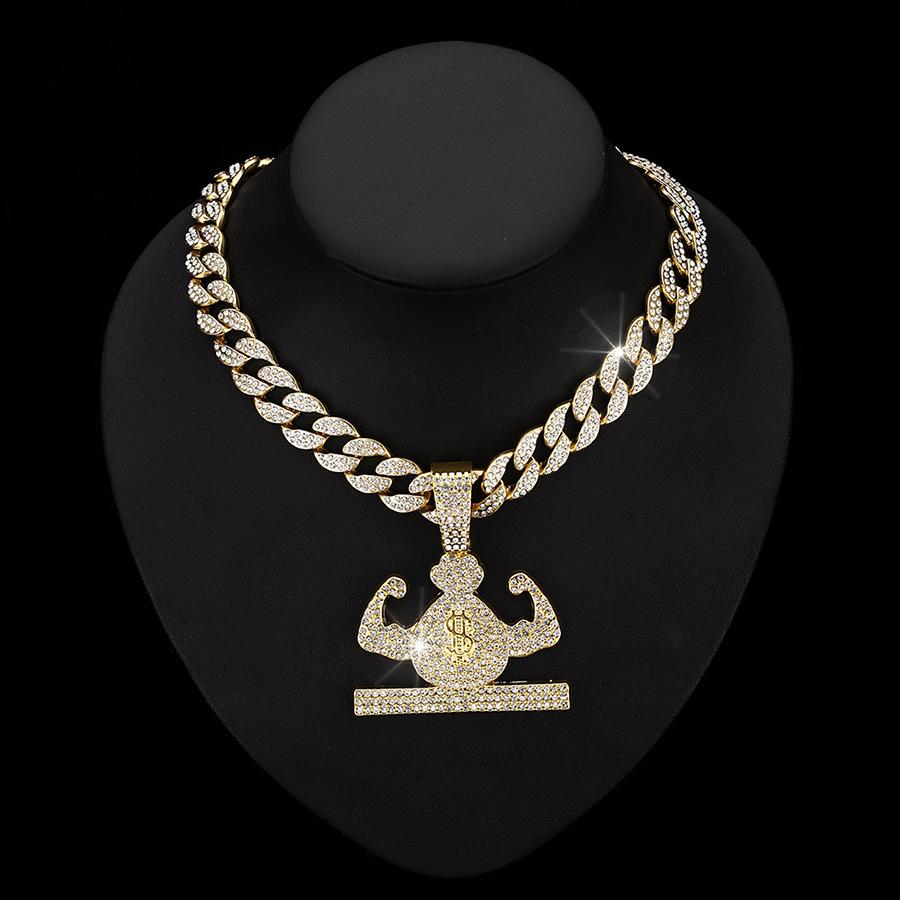 Money Bag Necklace Full of Diamonds European and American TEMU Hot Selling Hip-hop Pendant Street Clothing