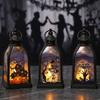 jijijing Halloween Candle Lantern, Decorative Spooky Witch Skeleton Pumpkin Tabletop Light for Haunted House, Front Porch, Gothic Home Party Decor