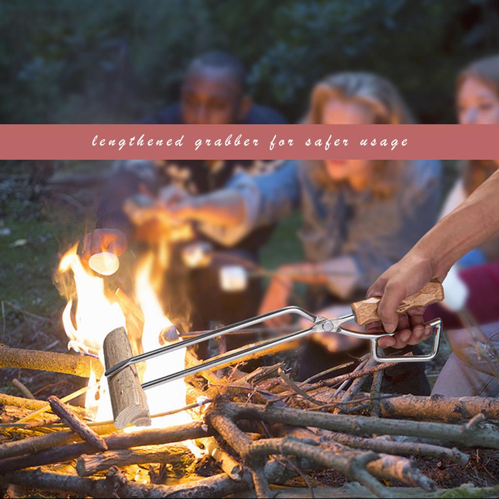 Stainless Steel Wood Grabber BBQ Clamp for Camping Hiking Picnic