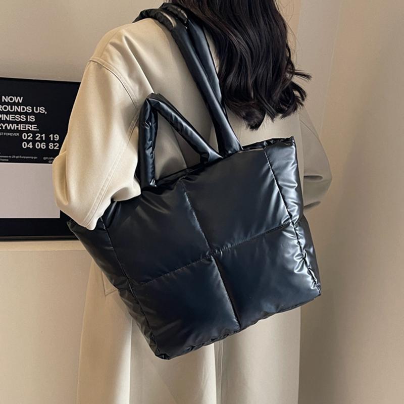 Large Capacity Underarm Bag Fashion Quilted Women Shoulder Bag Designer Space Padded Cotton Handbag Luxury Puff Shopper Tote