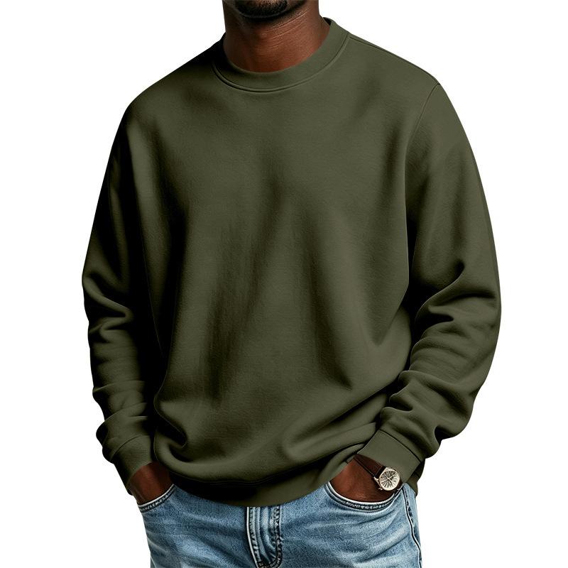 Men S Loose Solid Color Crew Neck Long Sleeve Plus Size Sweatshirt