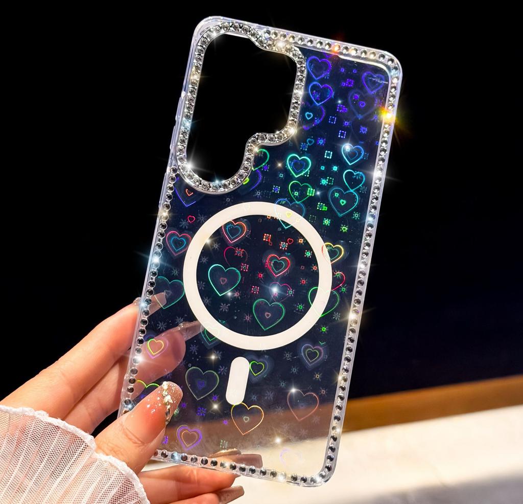 Samsung S11Ultra flash diamond IMD strong magnetic mobile phone case S11FE flash powder laser love S11 protective case