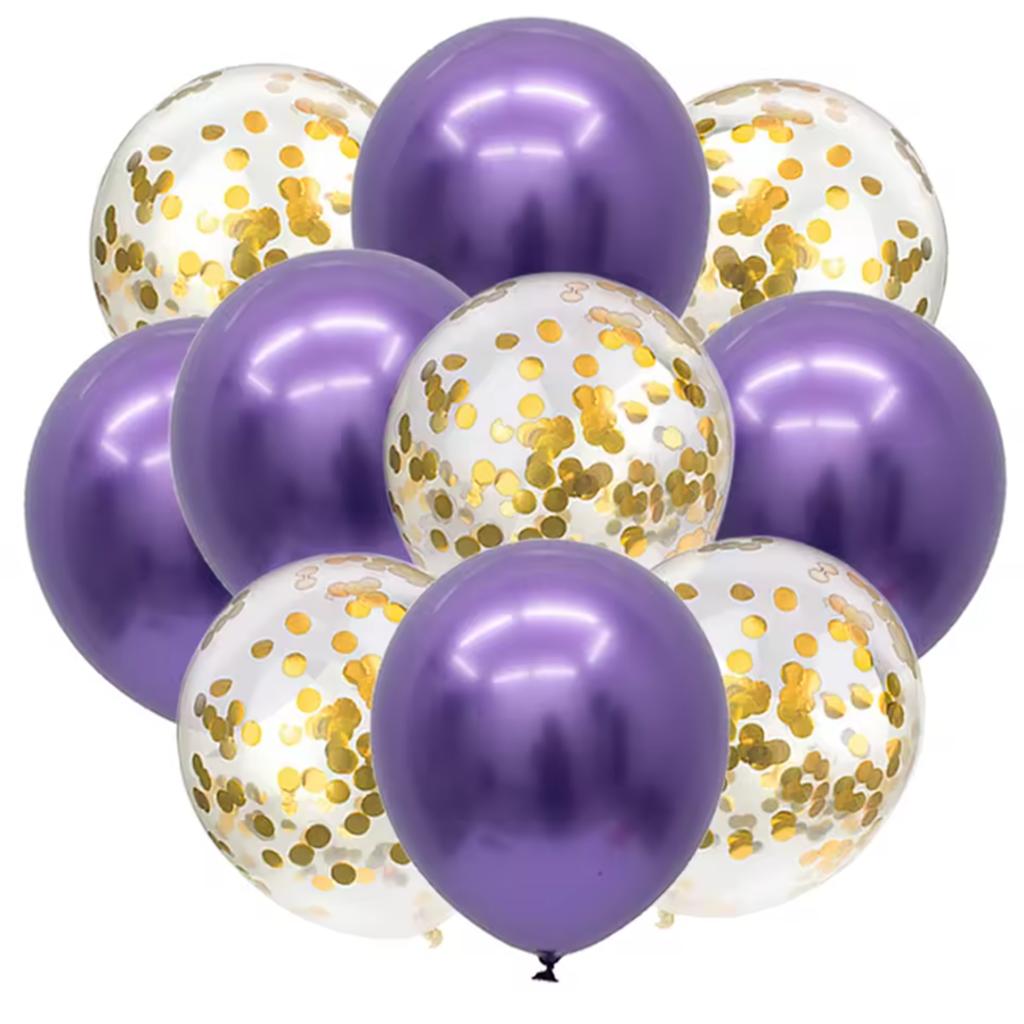 10PCS Gold Silver Metal Latex Confetti Balloons Wedding New year Birthday Party Decorations Matte Globos