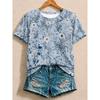 Plus Size Women's Striped V-Neck Short Sleeve T-Shirt Mid-Length Korean Style Summer Fashion