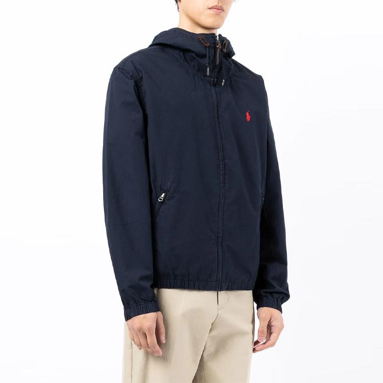 Polo Ralph Lauren FW21 Logo Embroidered Softshell Fabric Hooded Jacket Men Jackets Blue 710832204-001