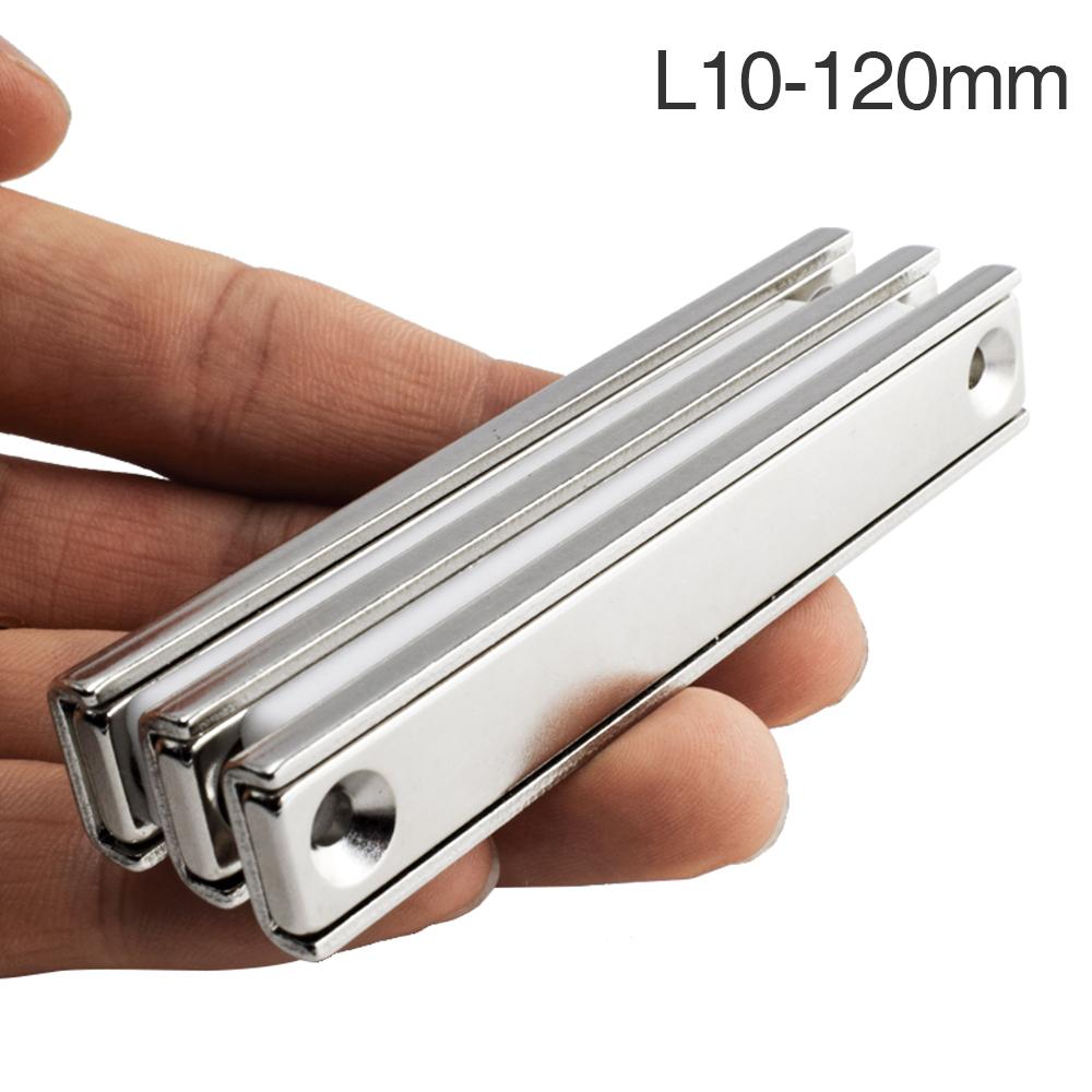 

L10-120 мм 10-2 шт. Прямоугольный перфорированный сверхпрочный неодимовый магнит