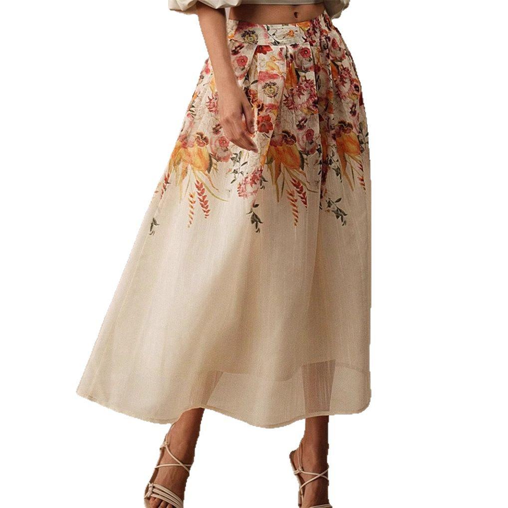 European & American Midi Skirt: Bamboo Print, Spring/Summer, Elegant & Gorgeous, for Middle Eastern Muslim Women