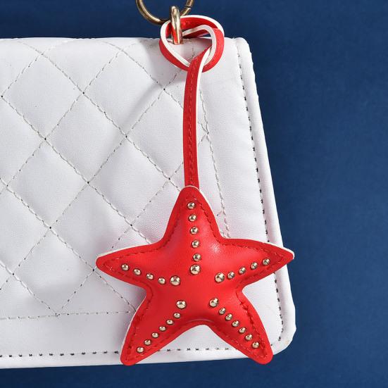 Keychain Pendant Hand-Stitched Rivets Imitation Leather Star Shape Lightweight Bag Charm Keys Suitcases Accessory