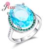 Luxurious Rhinestone 925 Sterling Silver Color Color Large Cubic Zirconia Rings Women Fine Jewelry For Wedding Engagement