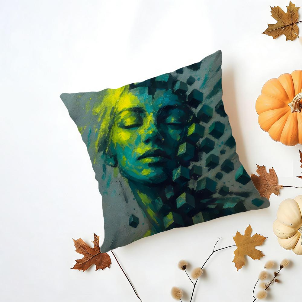 Emotional Outlet Art Painting Cushion Cover Washable Linen Pillowcase Soft  for Daily Sofa Bed Home Room Decor