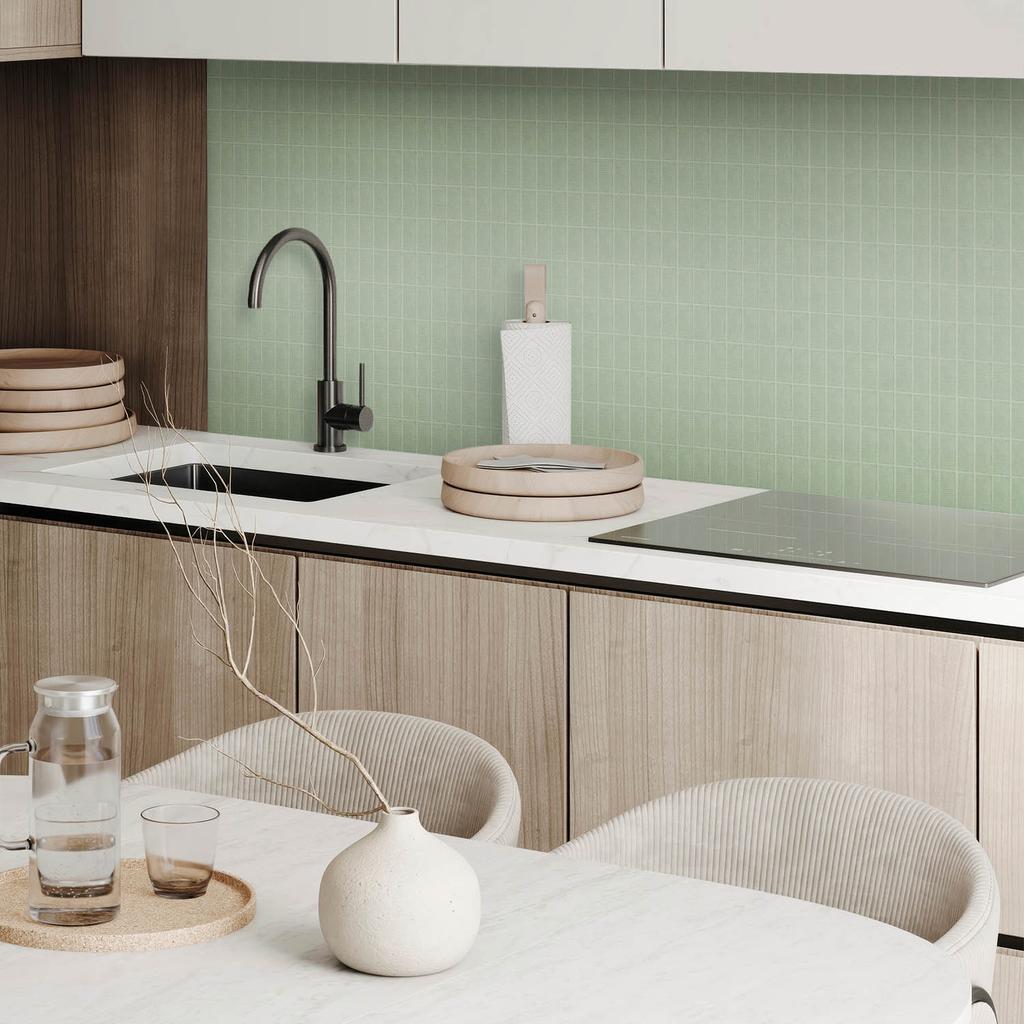 Ready-to-install Vinyl Tiles with Decorative Print. Rectangular Tiles In a Grid 10x40x20 Cm.