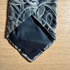 Used Nishijin-ori silk tie, blue and gold wave pattern