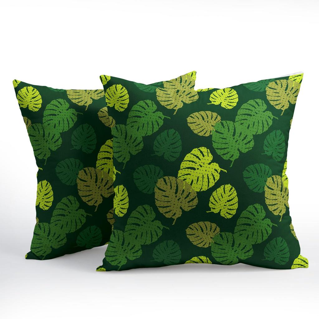PAKAZA Cushion Covers, Tropical Monstera with Vibrant Leaf Floral Design, Botanical, Forest, Naturalist, Gardener, 45x45cm, Set of 2, Elegant,