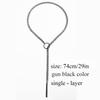 Collana Lunga Nera a Catena con Ciondolo a Barra Gotico Choker da Donna Lariat Collana a Strati Estetica Alternativa Gioielli